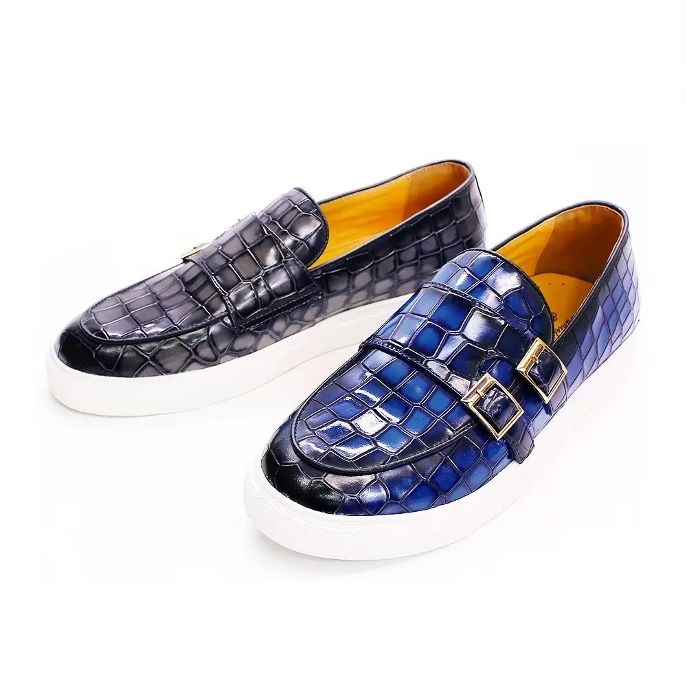 LuxeCroco Handcrafted Crocodile Monkstrap Casual Shoes