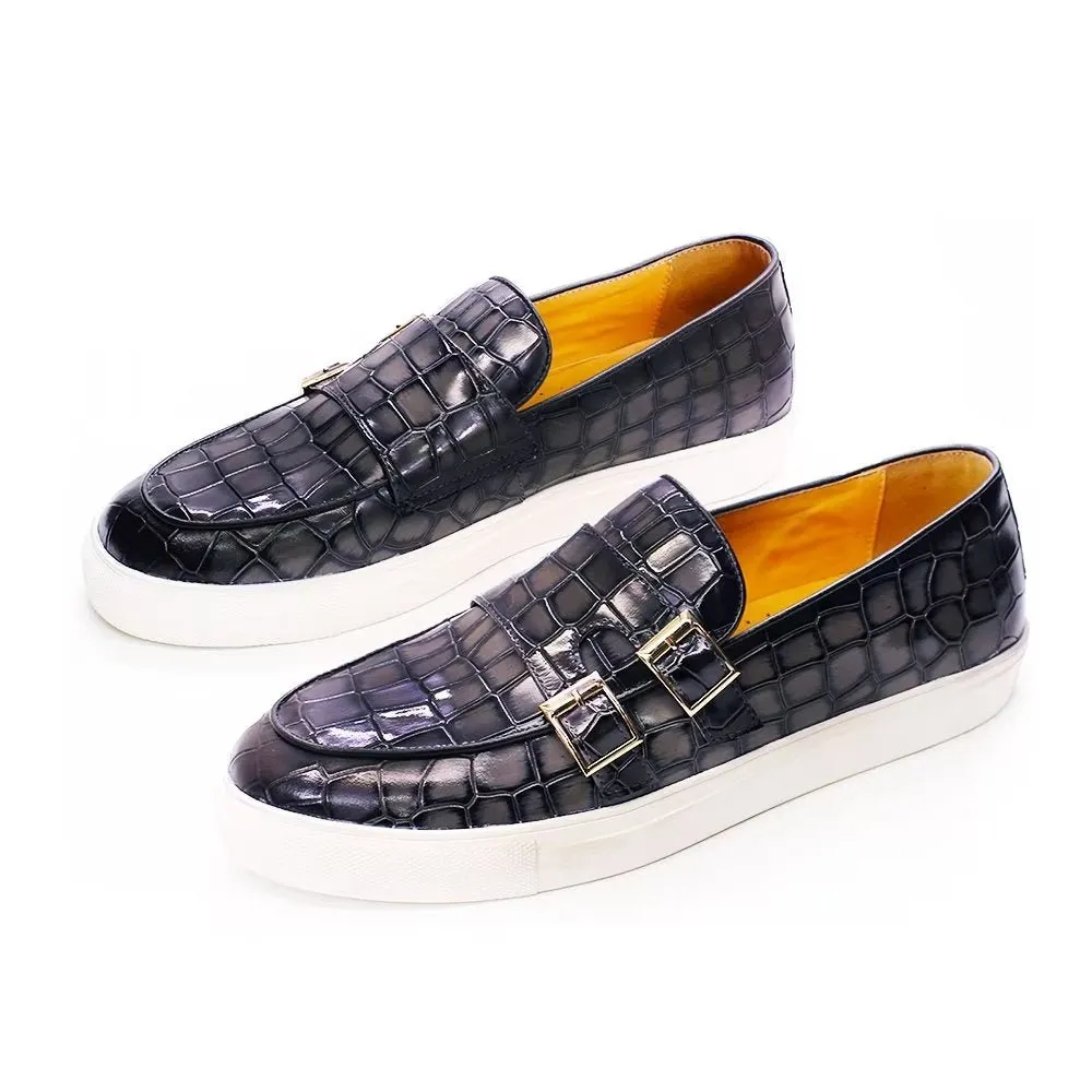 LuxeCroco Handcrafted Crocodile Monkstrap Casual Shoes