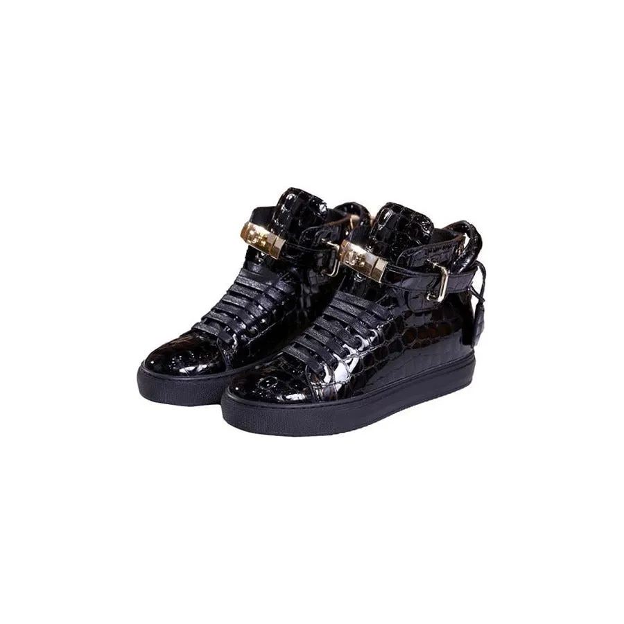 Luxury CrocEmboss High Top Fashion Sneakers