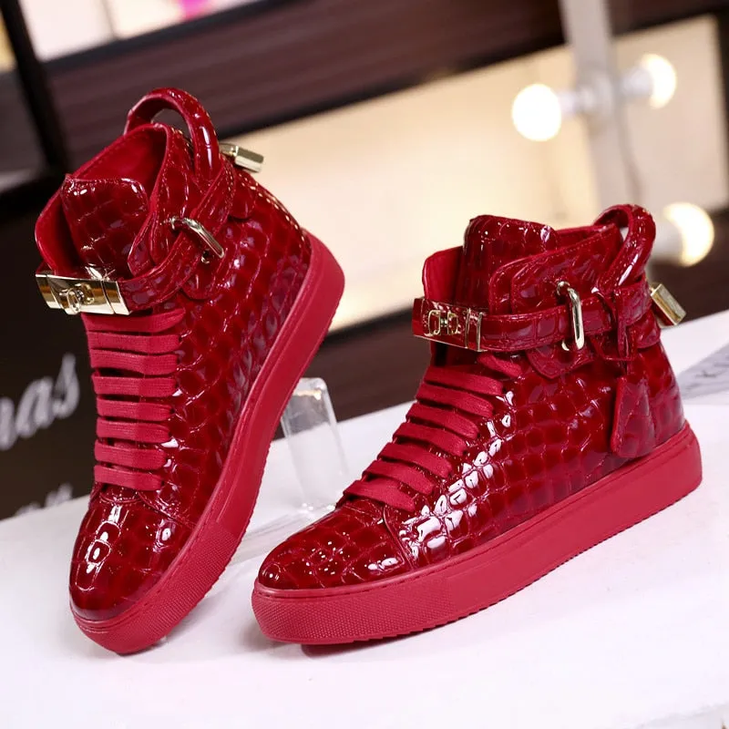 Luxury CrocEmboss High Top Fashion Sneakers