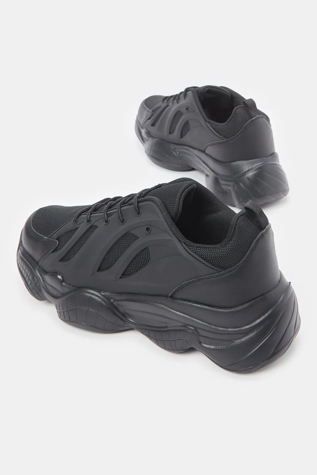 Men Black Chunky Trainers