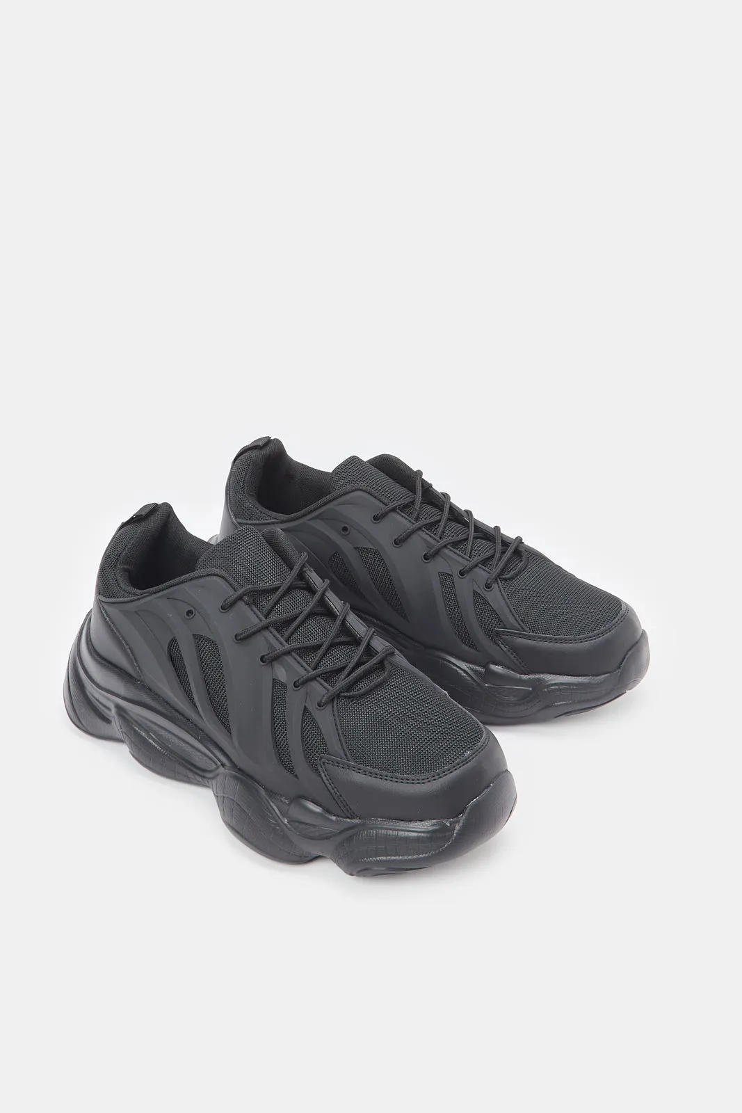 Men Black Chunky Trainers