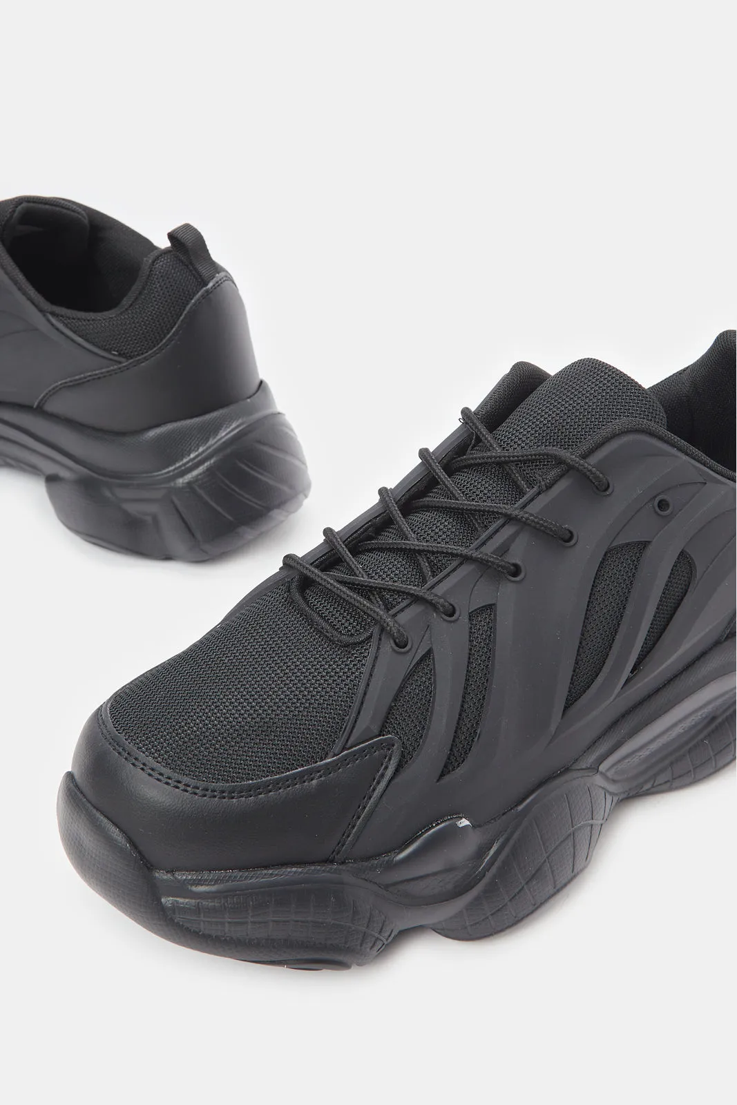 Men Black Chunky Trainers