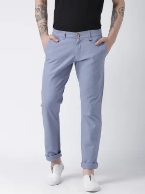 Men Blue Slim Fit Solid Chinos