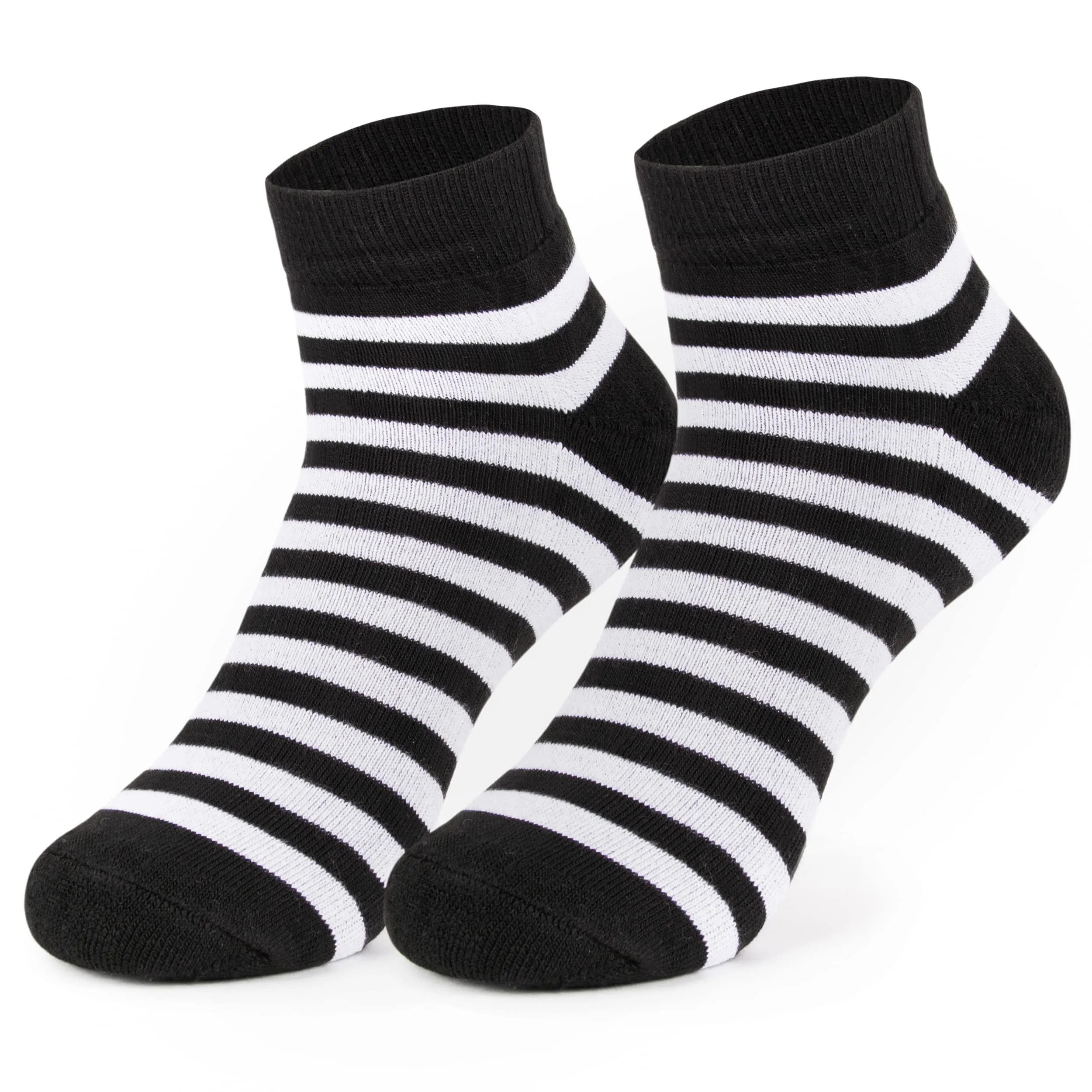 Mush Bamboo Socks for Men & Women - Ultra Soft, Breathable, Ankle socks for running, exercise & sports (White Stripes on Black, 3)