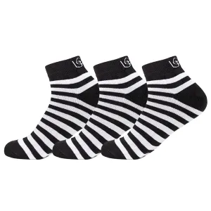 Mush Bamboo Socks for Men & Women - Ultra Soft, Breathable, Ankle socks for running, exercise & sports (White Stripes on Black, 3)