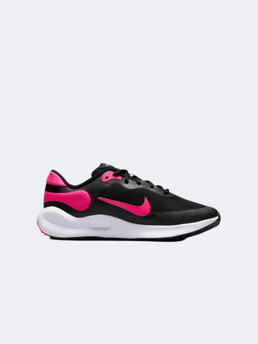 Nike Revolution 7 Gs-Girls Running Shoes Black/White/Pink