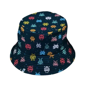 Pixel Monsters Teal Video Game Bucket Hat