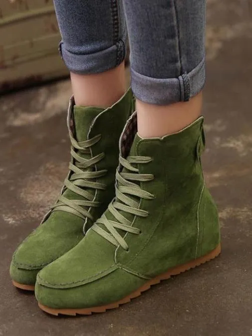 Round Toe Bandage Ankle Boots