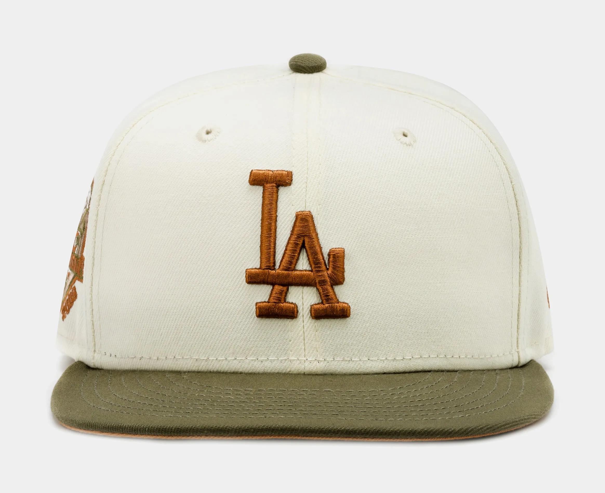 Shoe Palace Exclusive Los Angeles Dodgers Chrome Olive 59Fifty Fitted Mens Hat (Beige/Green)