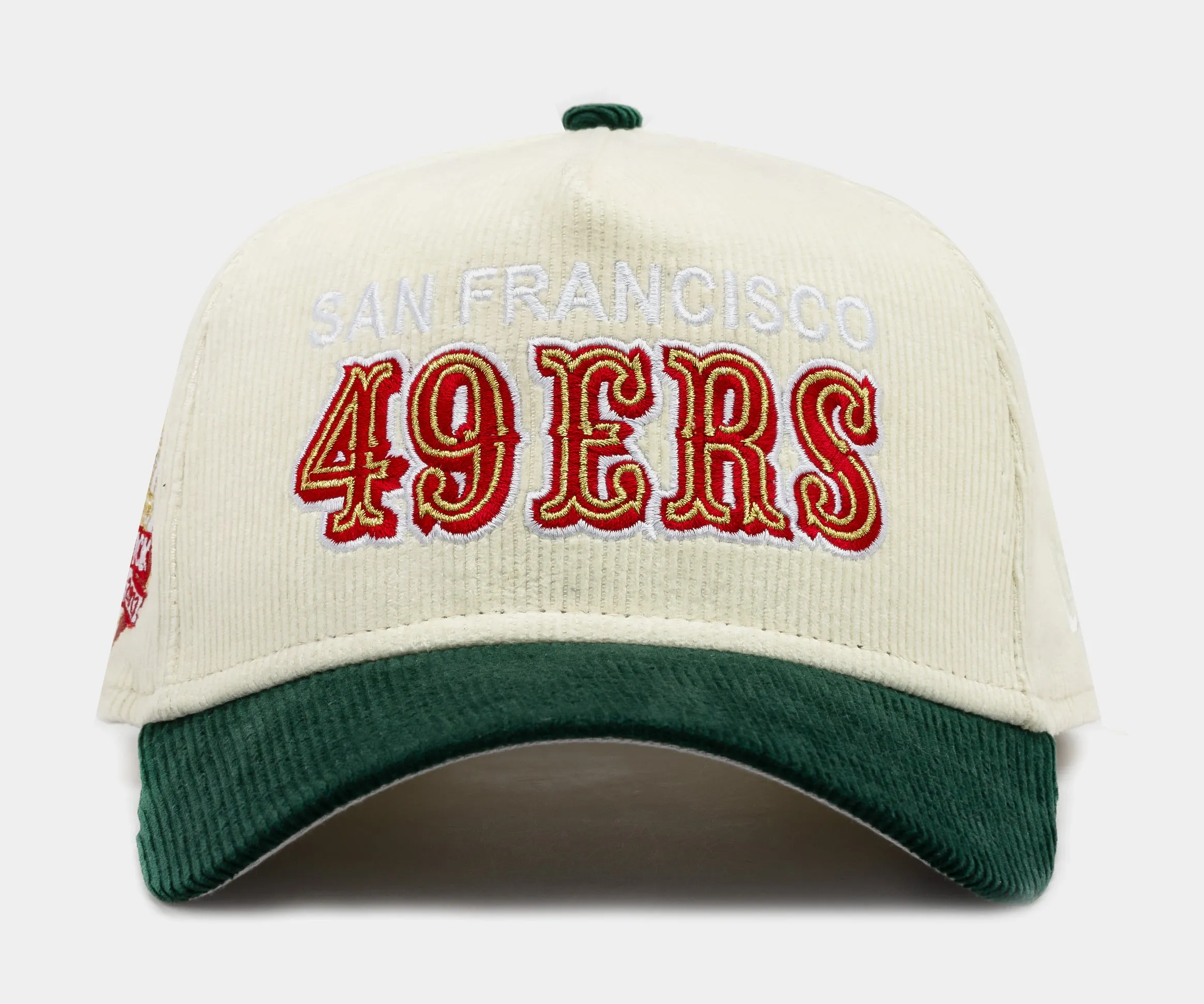 Shoe Palace Exclusive San Francisco 49ers Chrome Corduroy 9Forty Snapback Mens Hat (Beige/Green)