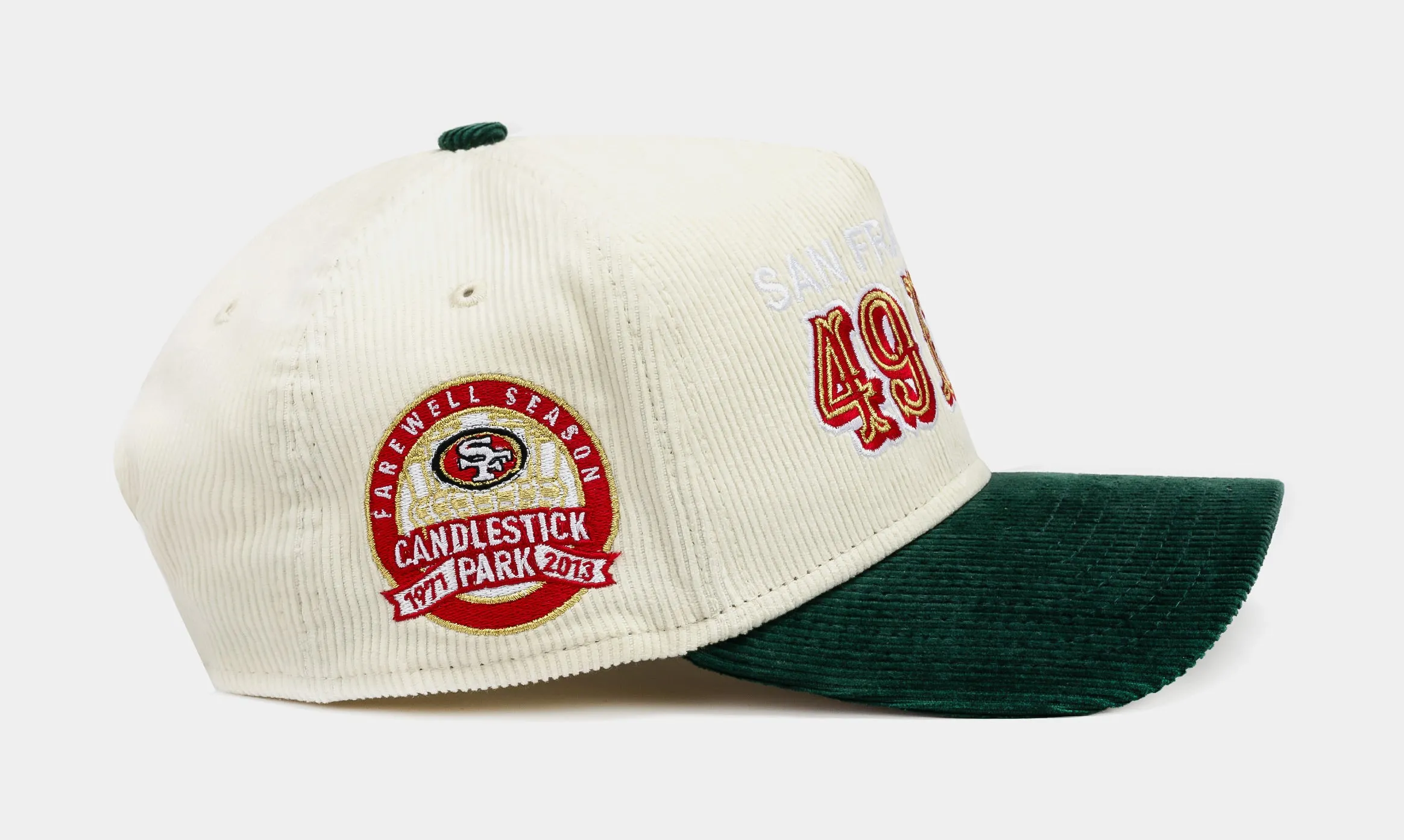 Shoe Palace Exclusive San Francisco 49ers Chrome Corduroy 9Forty Snapback Mens Hat (Beige/Green)