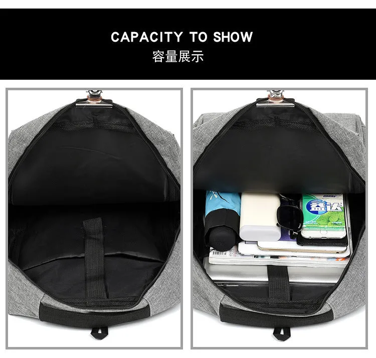 Three-piece men's large sports travel bag with nylon backpack