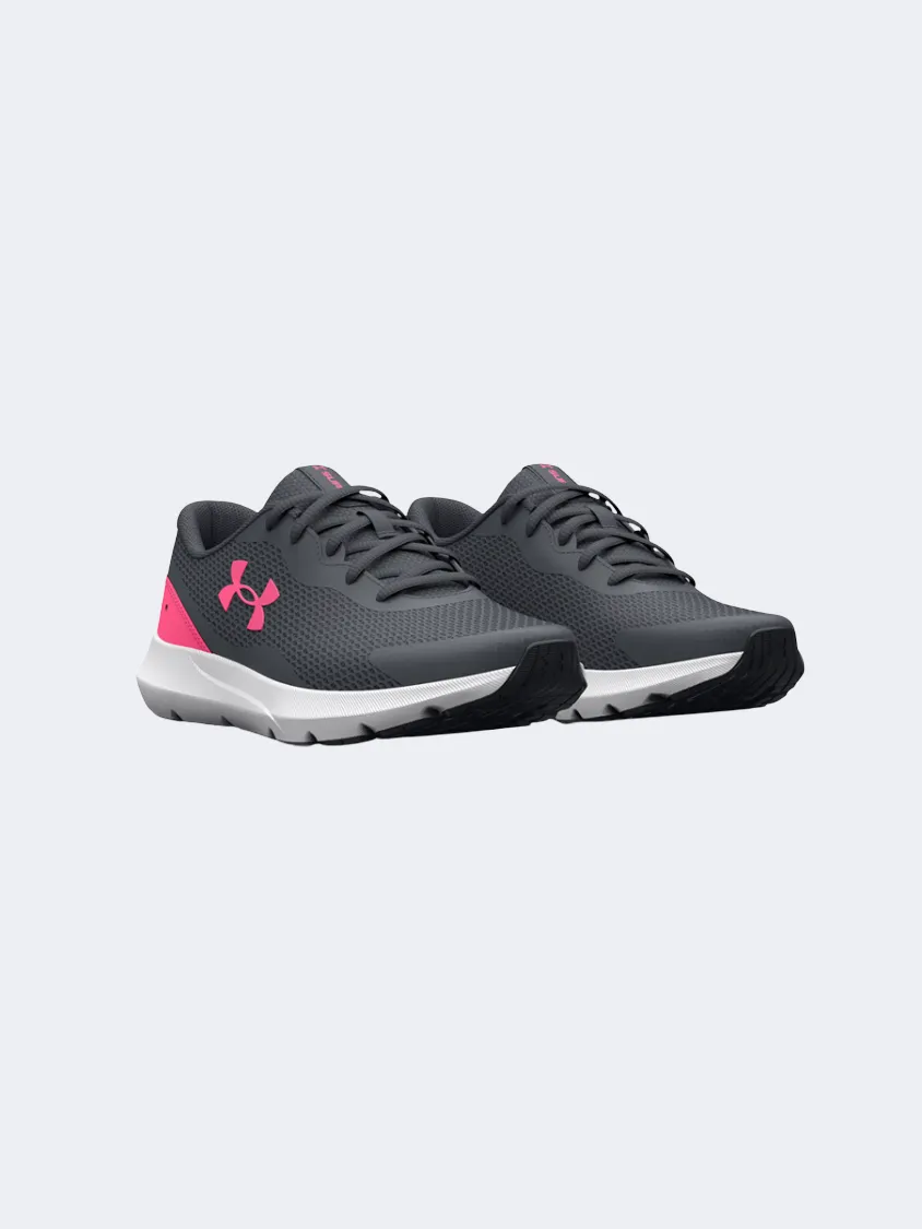 Under Armour Surge 3 Gs-Girls Running Shoes Pitch Grey/Cerise