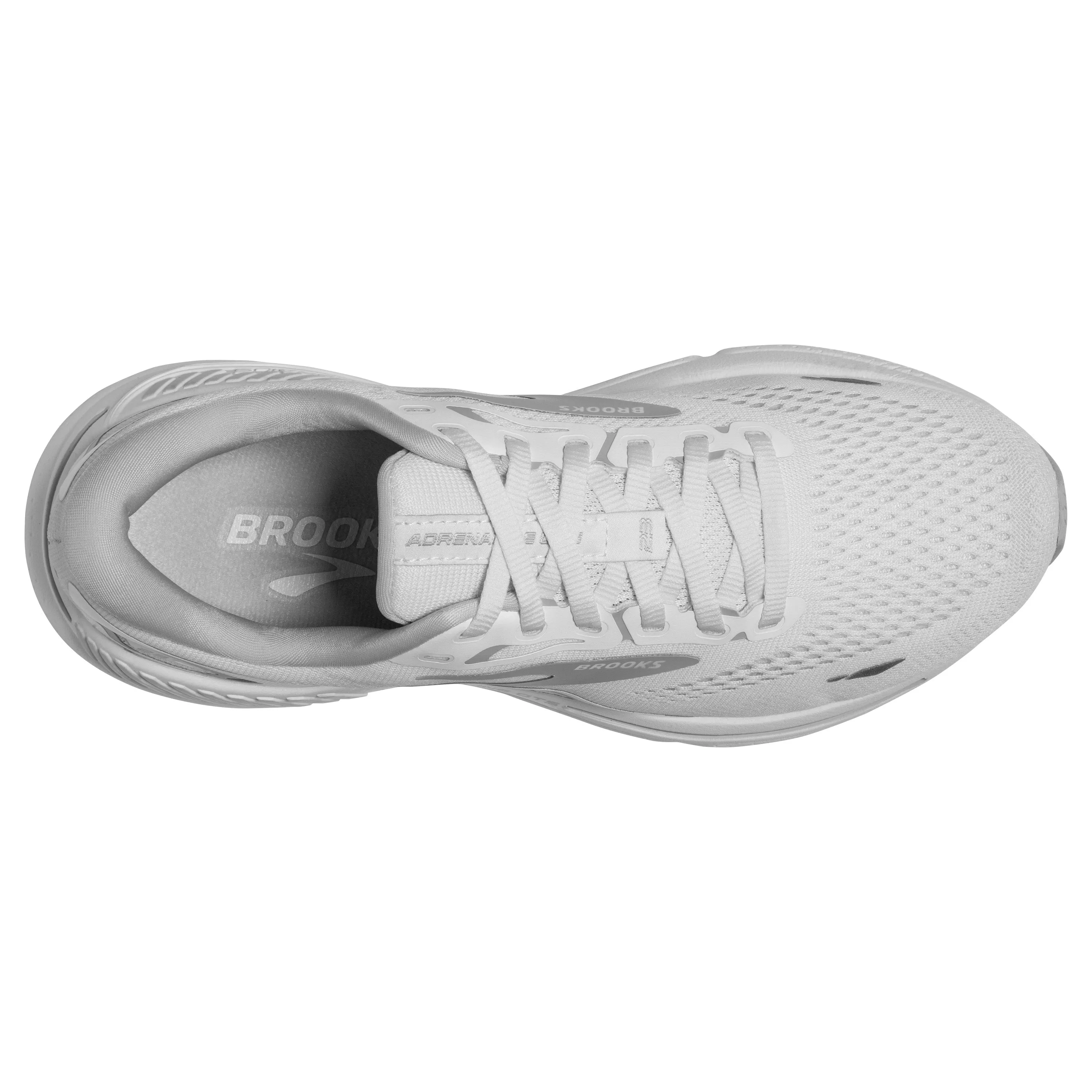 Women's Brooks Adrenaline GTS 23 1203811D104 Color:  White/Oyster/Silver (WIDE WIDTH)