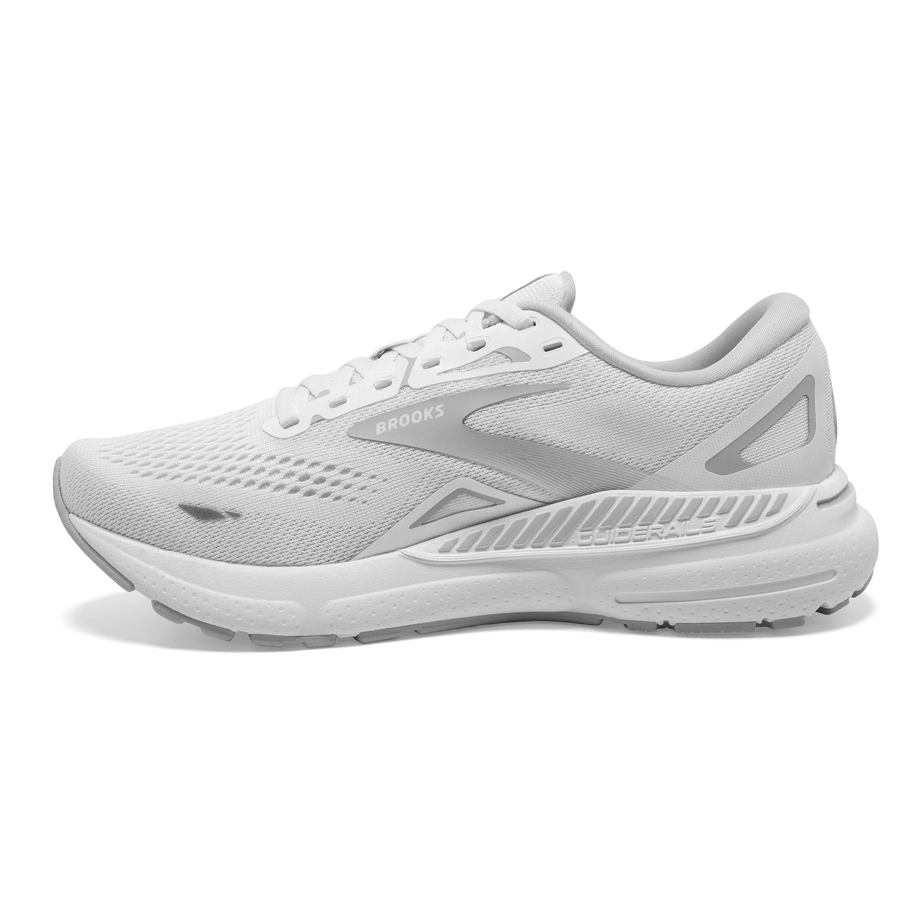 Women's Brooks Adrenaline GTS 23 1203811D104 Color:  White/Oyster/Silver (WIDE WIDTH)