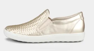 Women's Ecco Soft 7 Slip On 2.0 470113-01688 Color:  Pure White Gold