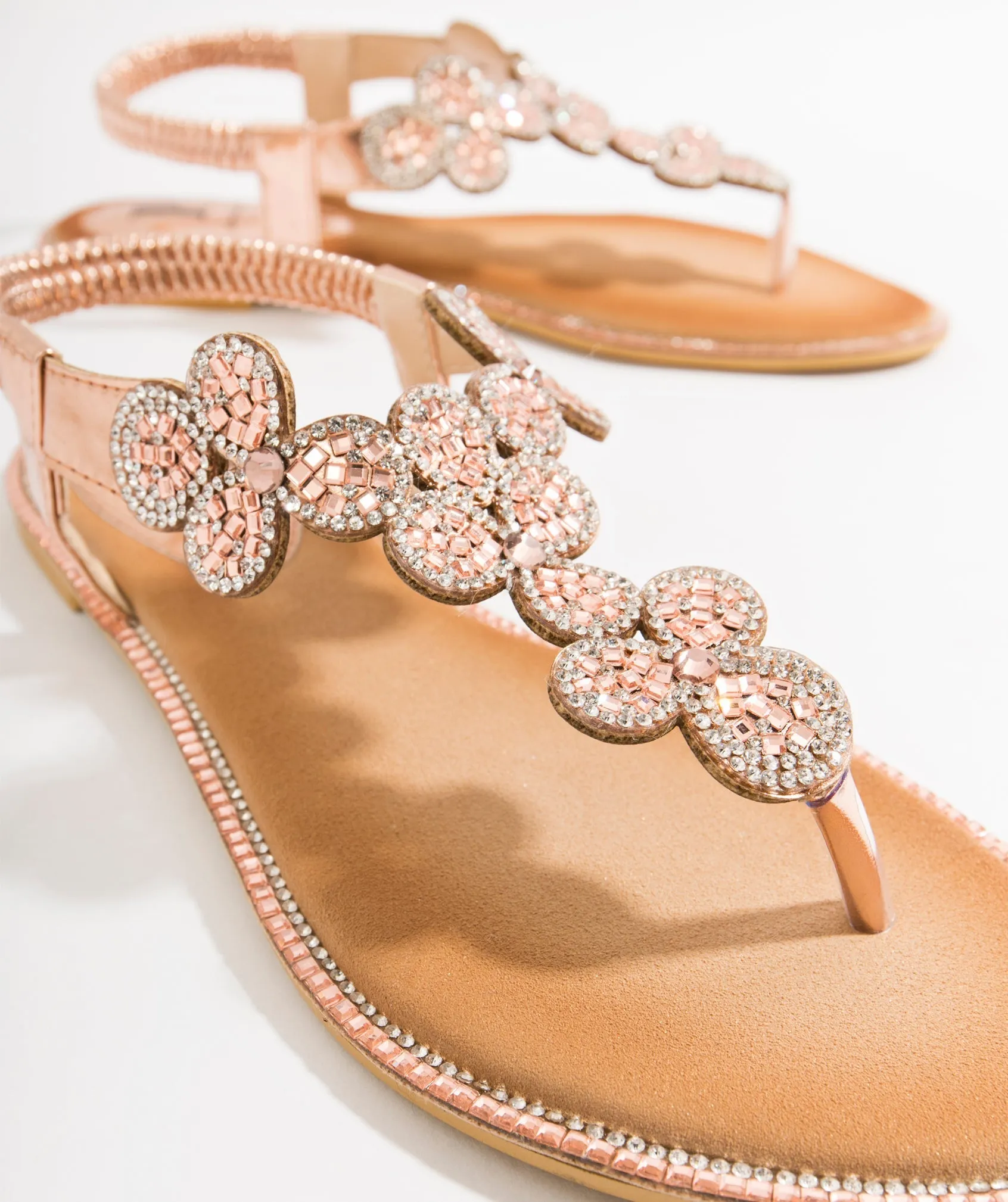 Women`s Toe Post Sandals - Rose Gold