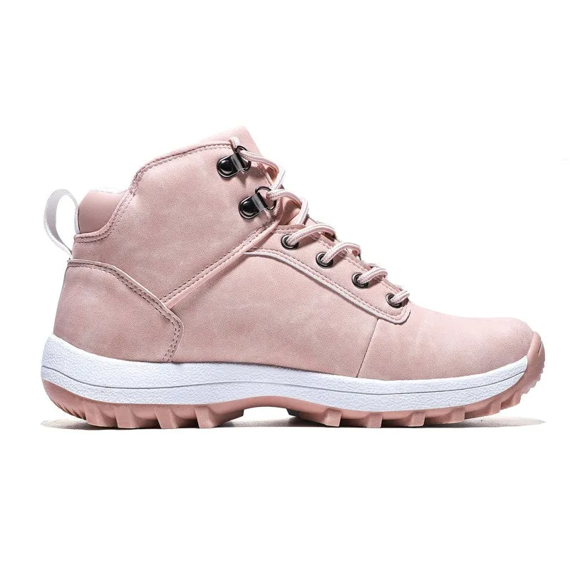 Women's winter thermal velvet pretty pink sweet joker slip resistant high top sneakers