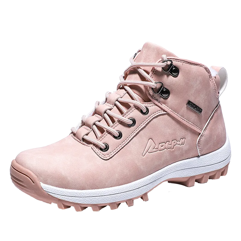 Women's winter thermal velvet pretty pink sweet joker slip resistant high top sneakers