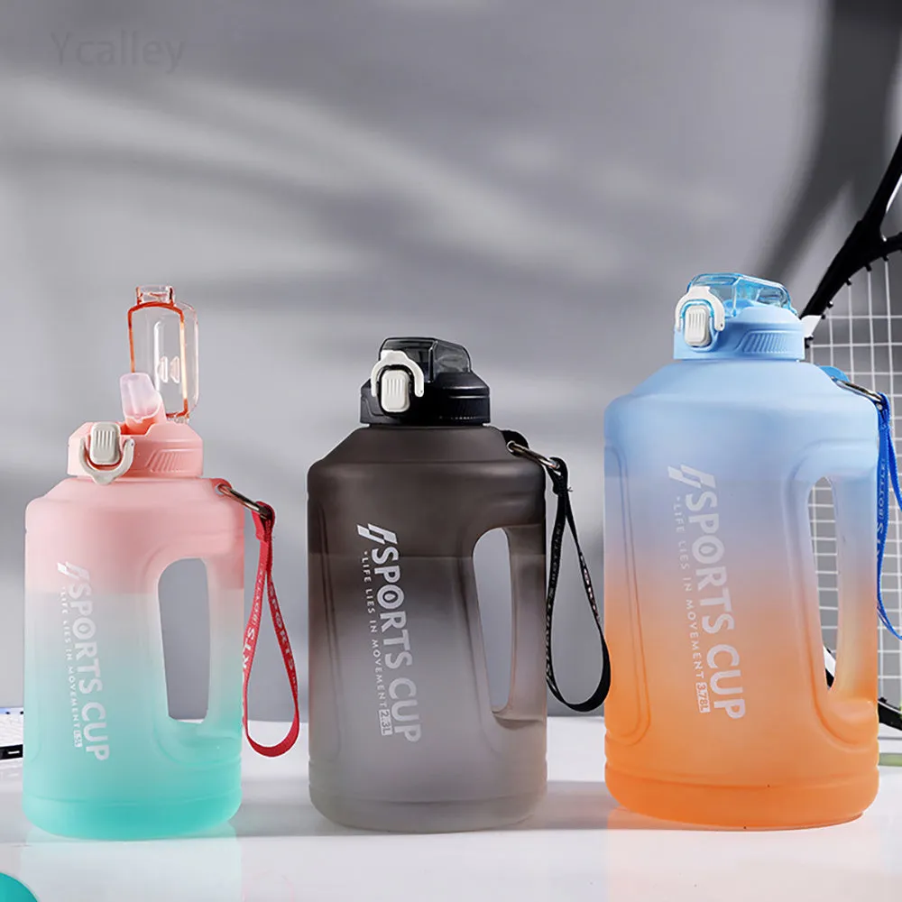 YCALLEY Sport Water Bottle Reminder with Silicone Straw